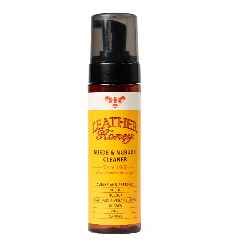 Suede Cleaner for Shoes, Boots, Bags & Jackets – LEATHER Honey Suede & Nubuck Foam Cleaner, Non-Toxic Deep Cleaner for Suede, Nubuck, Uggs & Faux Leather, USA-Made Formula