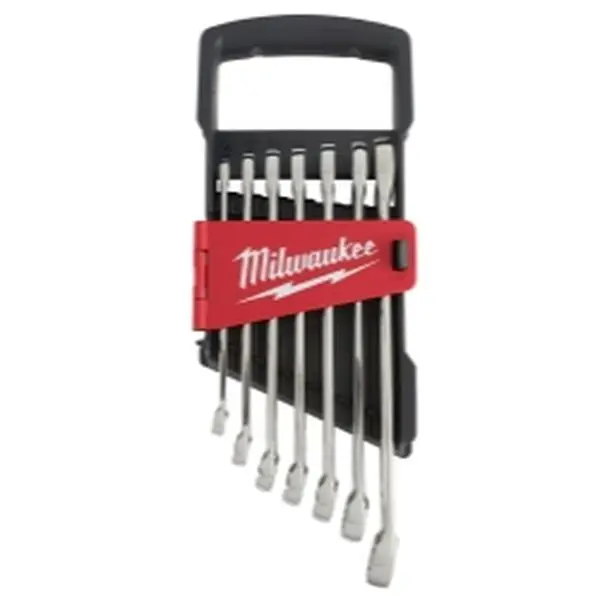 Milwaukee Electric Tools MLW48-22-9507 7-Piece Metric Combination Wrench Set - 1.8 lbs, 25% more torque, comfortable i-beam handle, ink-filled, max bite open-end grip for nuts/bolts (metric sizes)