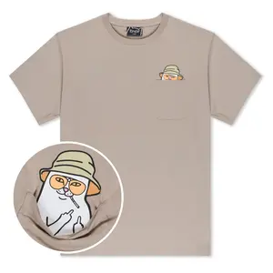 Menswear Nermal S Thompson Short-Sleeve Casual Cotton Streetwear Pocket Tee (Tan)