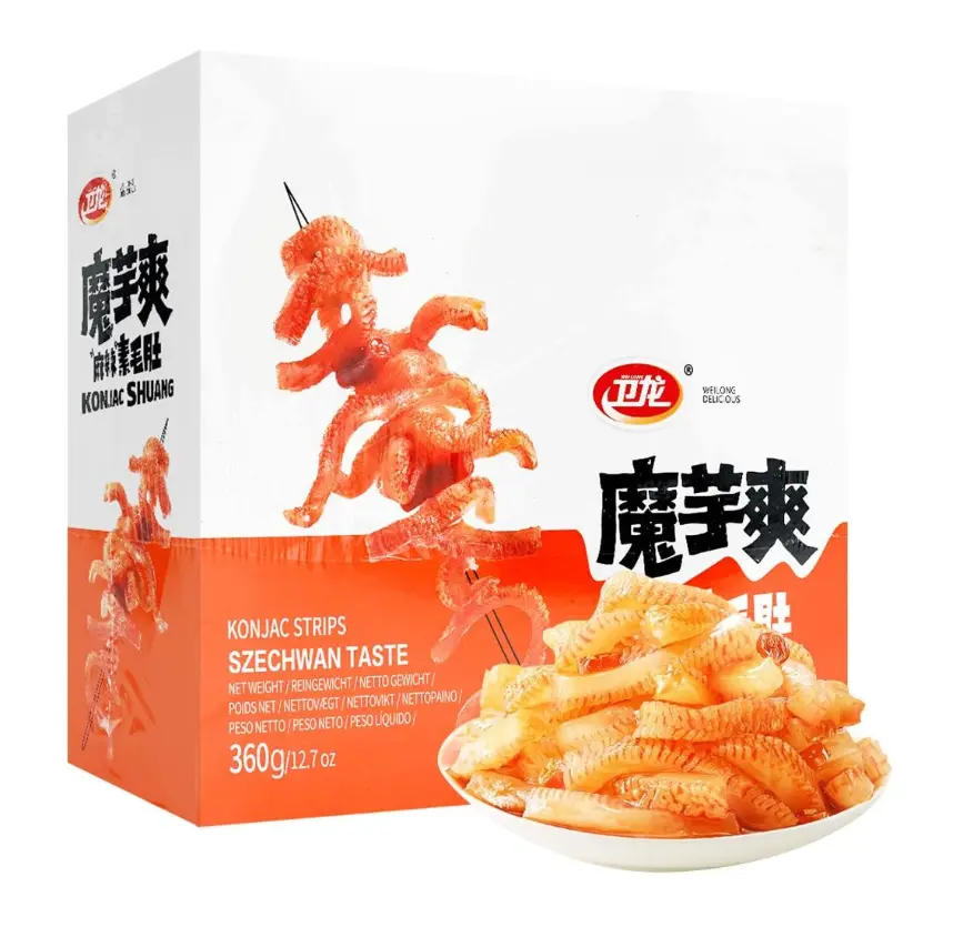 WEILONGHot & Spicy Vegetarian Tripe, Konjac Latiao Snacks, 12.7 oz- Authentic Chinese Street Food, Savory & Chewy Snack