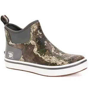 Trudave Mens Deck Boots, Waterproof Rubber Fishing Rain Boots, Anti-slip Short Ankle Shoes for Boating & Outdoor