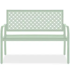 Best Choice Products Indoor Outdoor Steel Garden Bench w/ Geometric Backrest, Foot Levelers