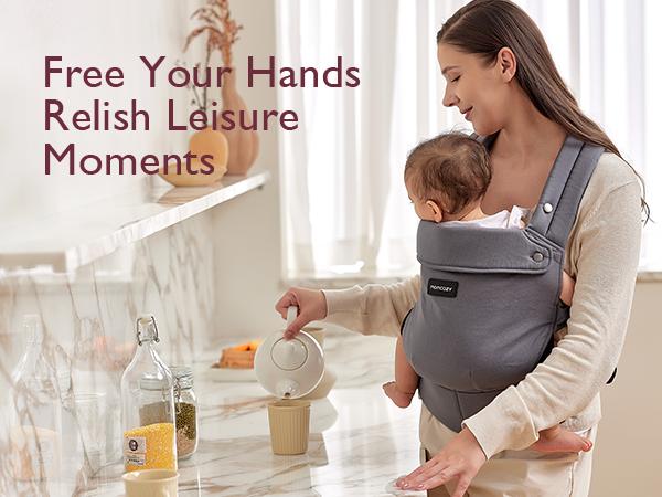 Momcozy Baby Carrier Newborn to Toddler, Ergonomic Cozy and Lightweight Infant Hip Seat Carrier for 7-44lbs Effortless for Hands-Free Parenting, Enhanced Lumbar Support Back Carry for Newborns Older babies