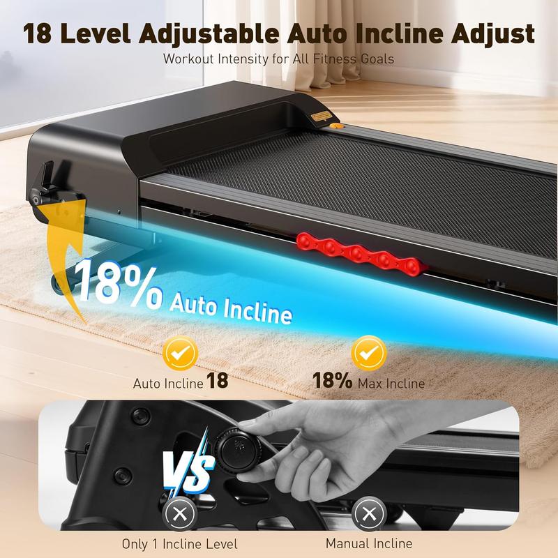 【Premium New Drop】18% Auto Incline Treadmill, 400 LBS Capacity Folding Treadmill with 4.5HP Quiet Motor, 18" Wide Running Belt, 12 HIIT Programs & App Control for Home Gym