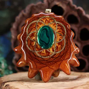 Green Paua Shell with Gold Seed of Life