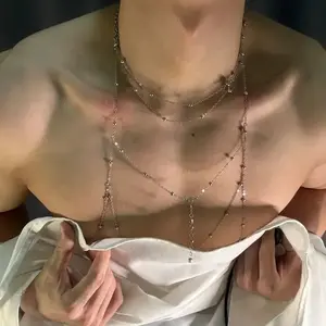 Men's Chest Chain EnhancesMasculine Charm Sexy Body Chain For RaveCosplay Clubwear Festival Outfits VersatileStylish Accessory