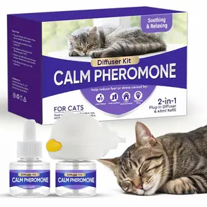 Cat Calming Diffuser Kit - Soothing Pheromone Plug-in for Anxiety & Stress Relief - Helps Reduce Scratching & Urine Marking - Ideal for New Environments, Loud Noises & Multi-Cat Homes - 2-in-1 Starter Kit with 48ml Refill