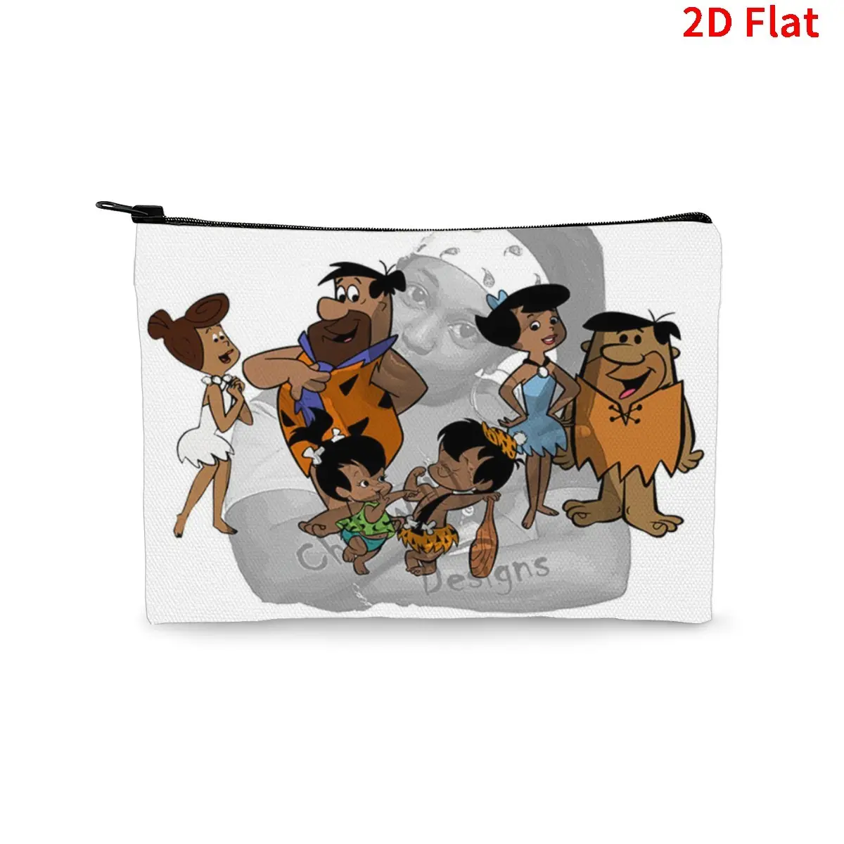 Vintage The Flintstones Cartoon Character Cosmetic Bag, Cute Animated Series Inspired Makeup Pouch with Zipper, Fun Retro Travel Toiletry Bag for Women to Organize Cosmetics & Essentials