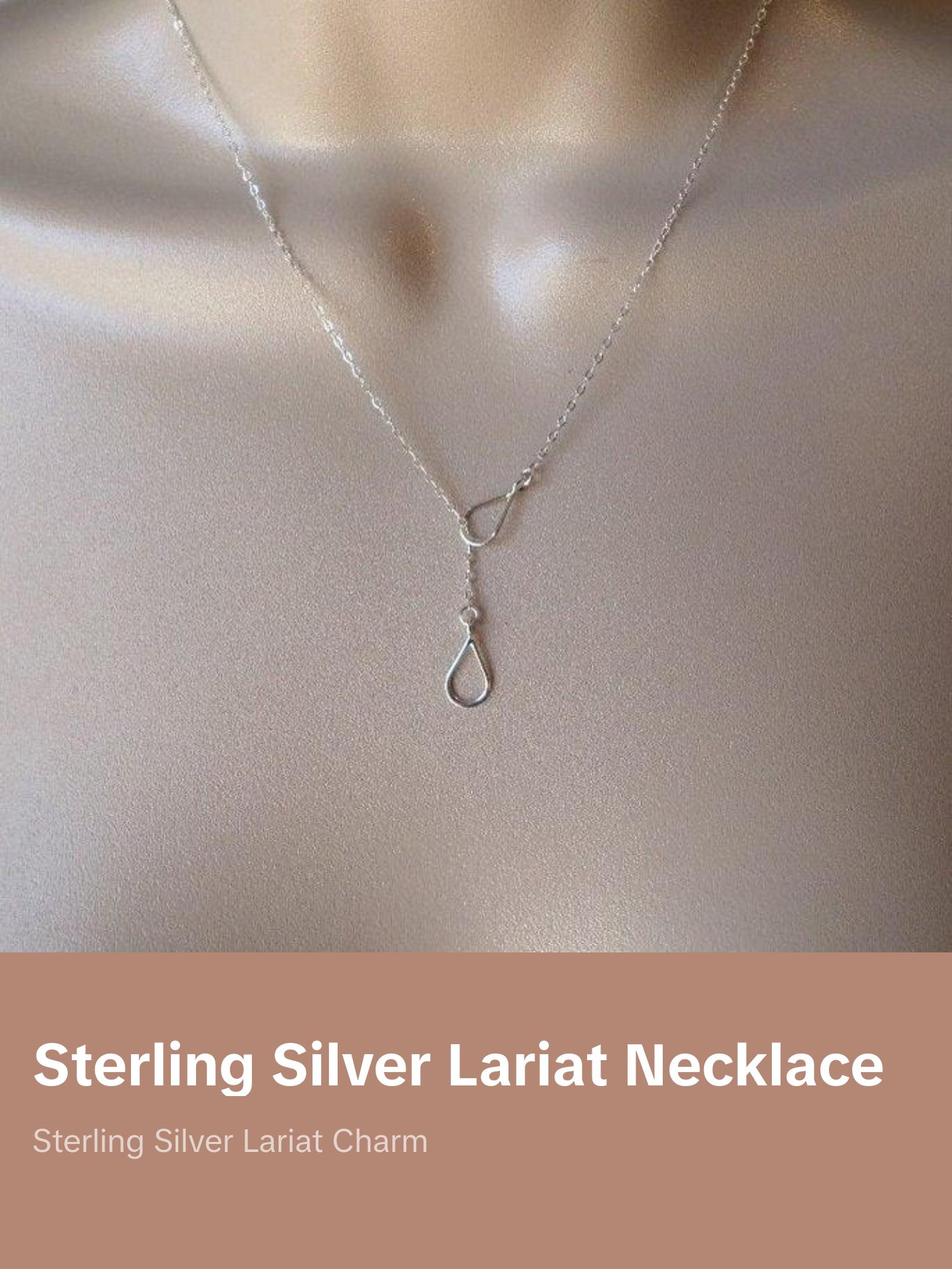 Lariat Necklace, Silver Lariat Necklace, Sterling Silver Lariat Teardrop Necklace, Bridesmaid Gifts, Weddings, Bridal, Christmas Gift Lariat Necklace, Silver Lariat Necklace, Sterling Silver Lariat Teardrop Necklace, Bridesmaid Gifts, Weddings, Bridal, Christmas Gift