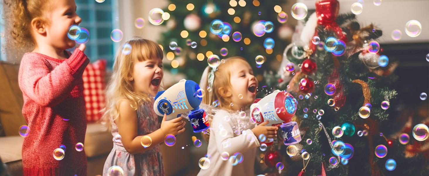 Eagle Stone 2 Pack Bubble Machine, Automatic Light Up Bubble Blower with 4 Bottles 10 Bags Refill Solution, Bubble Toys, Wedding Birthday Valentine's Day gift