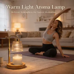 HOMECHOOSE Golden Candle Warmer Lamp With Timer, Height Adjustable Dimmable Modern Wax Melts Warmer For Jar Candles, Table Lamp For Home Living Bedroom Farmhouse