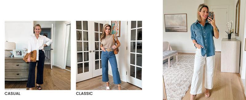 Mundoven Wide Leg Jeans for Women High Waisted Stretchy Straight Leg Cropped Denim Pants Buttoned Baggy with Patch Pockets