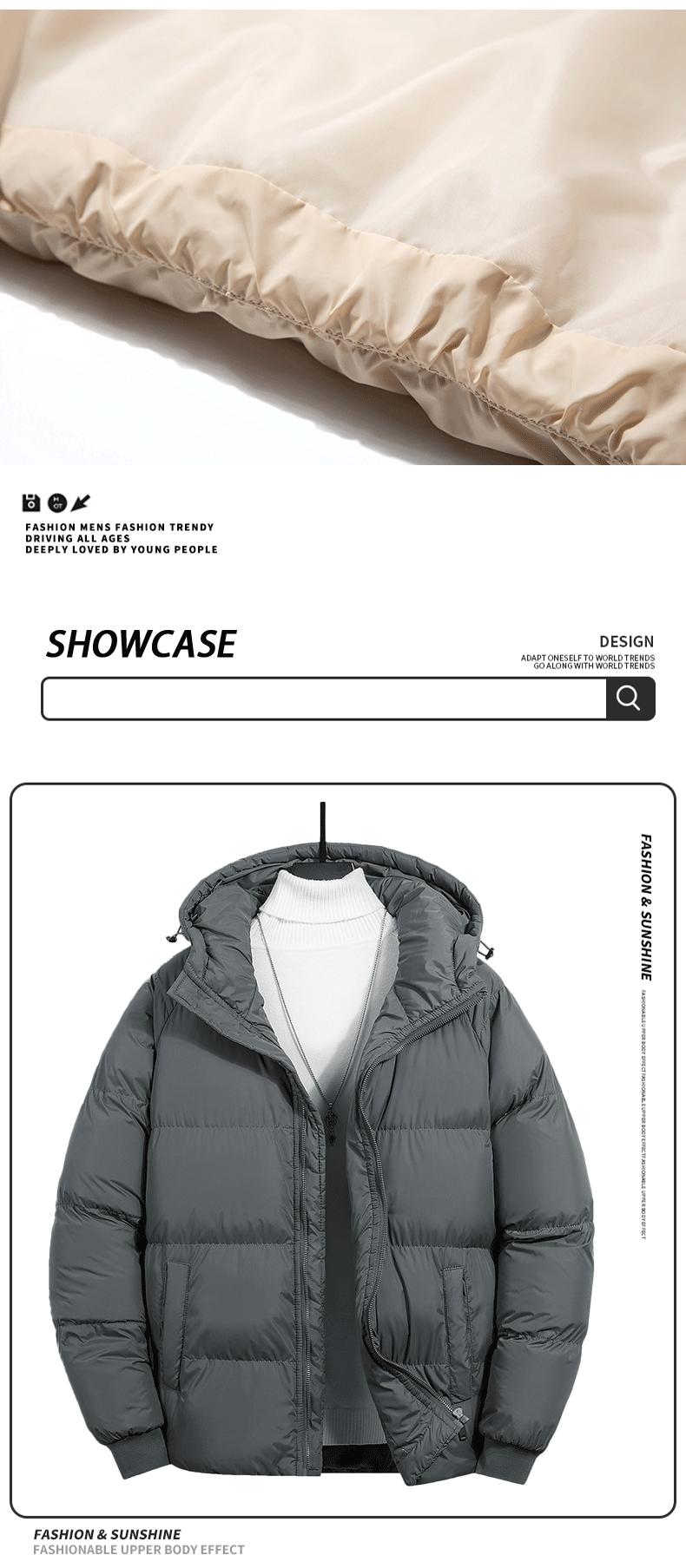 Winter Men's New Solid Color Hooded Quilted Cotton Jacket, Bread Coat Style, Urban Casual Design with Hood, Zipper Closure, Quilted Puffy Fit, Ribbed Cuff Details, Suitable for Men Who Value Atmosphere for Daily Commutes coats seamless parka big uniqlo