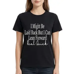 I Might Be Leisurely But I Can Lean Forward Really Fast Print on Grain Crewneck T-Shirt,Unisex Motivational Graphic Tee Fashionable Casual Shirt for Everyday Wear