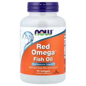 NOW Foods Red Omega™ Fish Oil With Red Yeast Rice and CoQ10, 90 Softgels