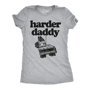 Womens Funny T Shirts Harder Daddy Sarcastic Pinata Graphic Novelty Tee for Ladies Funny Womens T Shirts Cute Vintage Fashion Casual Ladies T-Shirt Gift Funny Sarcastic Top Women's Novelty Tees Light Grey