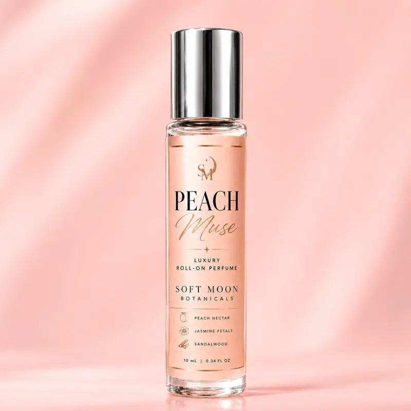 Peach Nectar + Jasmine + Sandalwood | Long Lasting Perfume Oil | Soft Feminine Scent | Purse Friendly Rollerball | Luxury Fragrance for Women