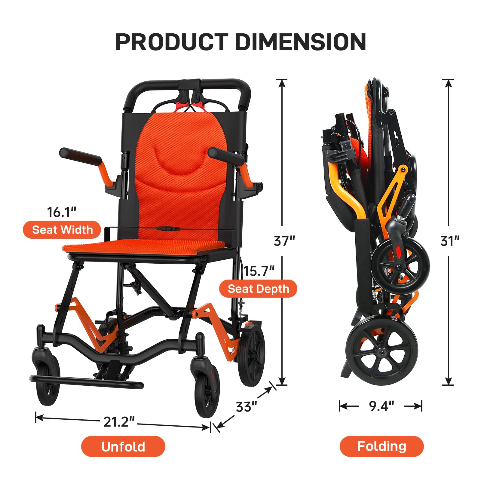 【GARVEE】Portable Lightweight Folding Transport Chair with Locking Handbrake, Removable Flip Armrests, Aluminum Alloy Frame, Swinging Footrests, Supports 220 lbs, Ideal for Indoor & Outdoor Use 【GARVEE】Portable Lightweight Folding Transport Chair with Locking Handbrake, Removable Flip Armrests, Aluminum Alloy Frame, Swinging Footrests, Supports 220 lbs, Ideal for Indoor & Outdoor Use