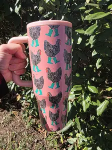 Chicken in Boots 40 oz Tumbler No Spill Lid Flip Top Straw