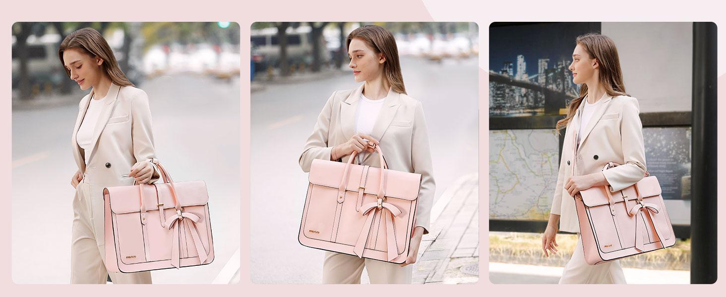 MOSISO 14-17.3 Inch PU Leather Laptop Bag for Women, Convertible Briefcase Backpack with Bowknot, Crossbody Shoulder Work Tote with 3 Compartments, Ideal for Office, Travel, Shopping & Daily Commute MOSISO 14-17.3 Inch PU Leather Laptop Bag for Women, Convertible Briefcase Backpack with Bowknot, Crossbody Shoulder Work Tote with 3 Compartments, Ideal for Office, Travel, Shopping & Daily Commute