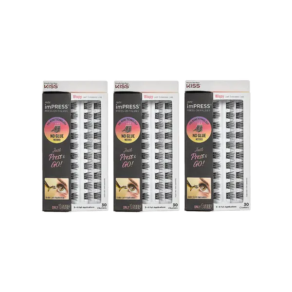 imPRESS Press-On Falsies 3-Pack Wispy Clusters Bundle