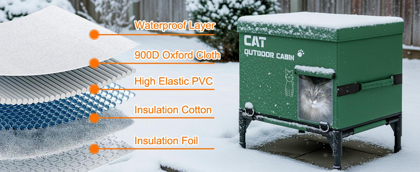 Lilypelle Heated Outdoor Cat House, Weatherproof Winter Cat Shelter with Elevated Base, Large Heated Cat House for Feral & Stray Cats in Yard, Garage or Porch (Power Bank Not Included) Lilypelle Heated Outdoor Cat House, Weatherproof Winter Cat Shelter with Elevated Base, Large Heated Cat House for Feral & Stray Cats in Yard, Garage or Porch (Power Bank Not Included)