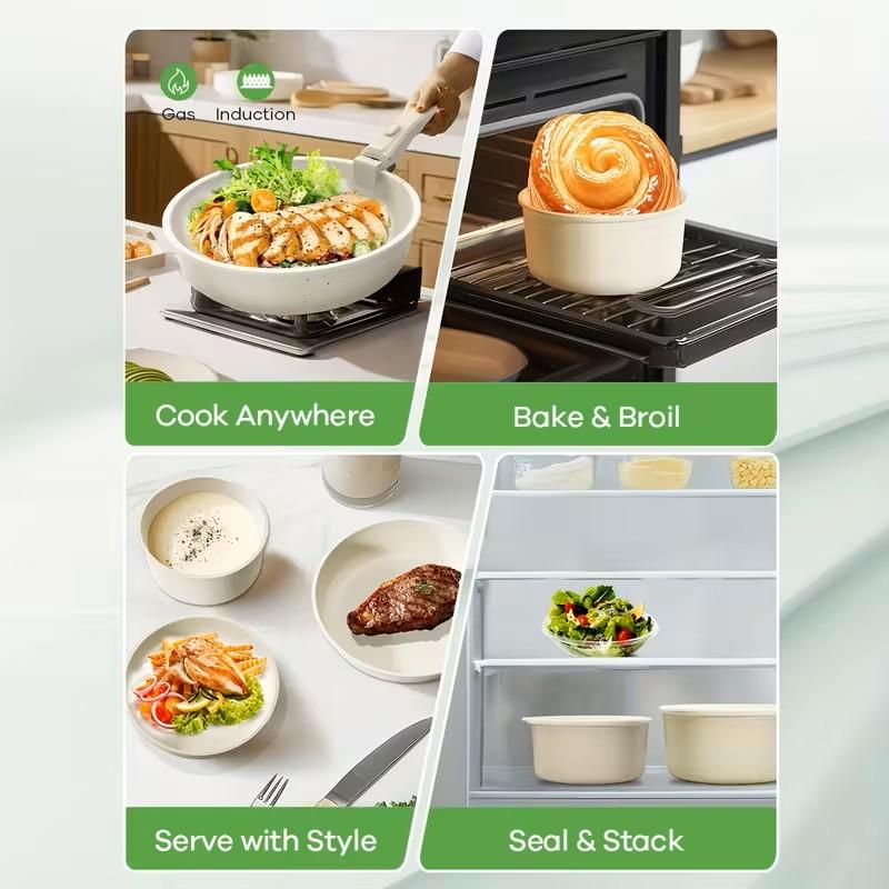 Ganiza 27pcs Nonstick Cookware Set Pots Non Toxic Cookware Sets Induct Pots And Pans with Removable Handles Cooking Set Oven/Dishwasher Safe Including Frying Pans Sauce Pans Beige Gifts Ganiza 27pcs Nonstick Cookware Set Pots Non Toxic Cookware Sets Induct Pots And Pans with Removable Handles Cooking Set Oven/Dishwasher Safe Including Frying Pans Sauce Pans Beige Gifts