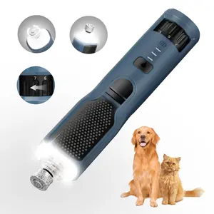 Pet Nail Grinder, 7-speed, with 360° LED light, C-type rechargeable ultra quiet low vibration electric, suitable for dog nail trimming machine for cat paw beauty of large, medium, and small pets