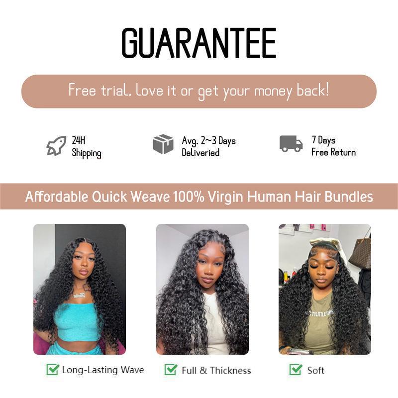 [Wequeen] Wet Look Water Wave Human Hair Bundles with Free Perm Rods Brazilian 100% Human Hair Budget Friendly Curled Viral Hair Full And Soft
