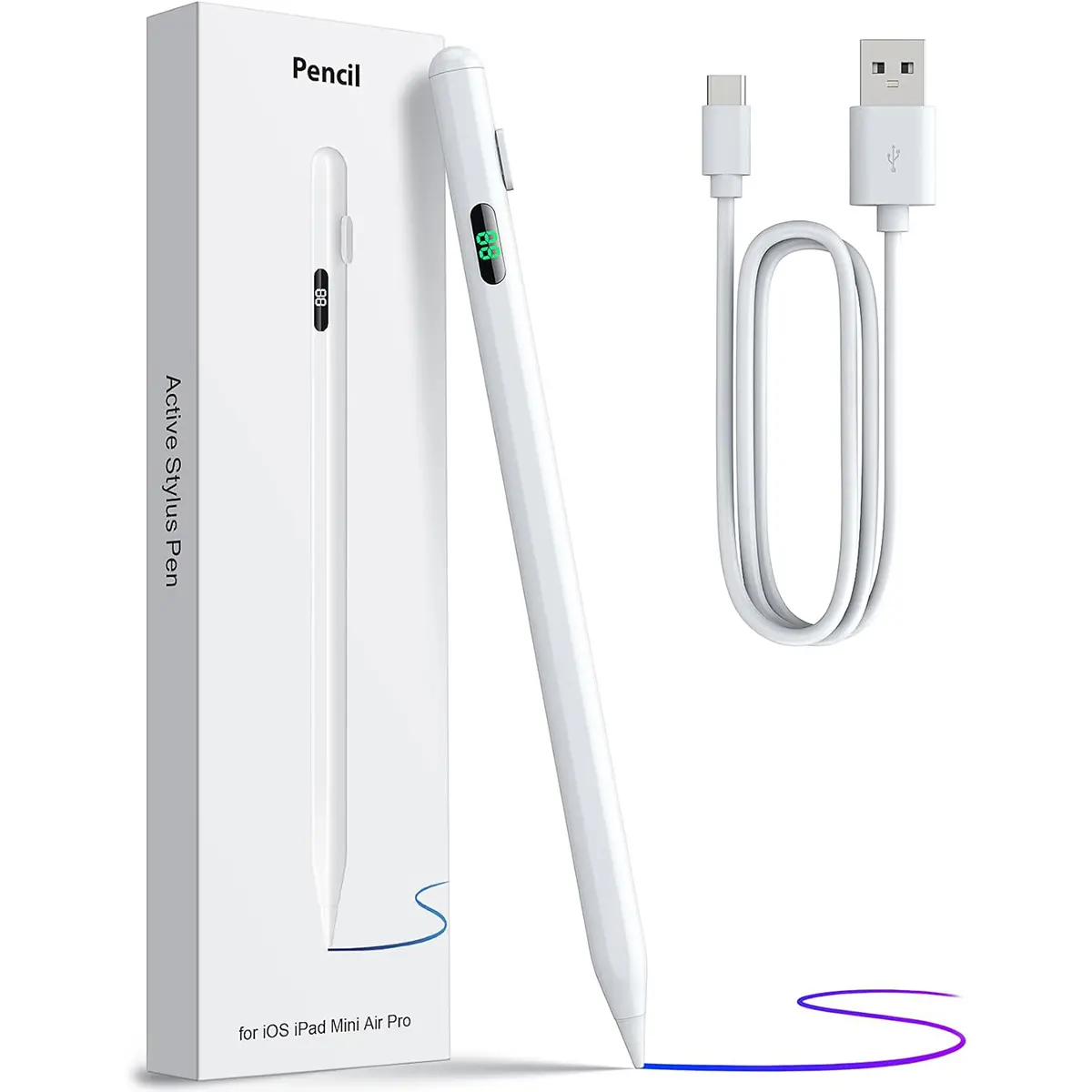 ISEMENA Digital Stylish Pens Pencil Rechargeable Fast Charge with Palm Rejection Tilt Sensitivity Active Touch Screen Pencil Compatible with iPad 6/7/8/9/10th Generation,iPad Pro 12.9"& 11", iPad Air3/4/5,iPad mini5/6 Tablet Accessories