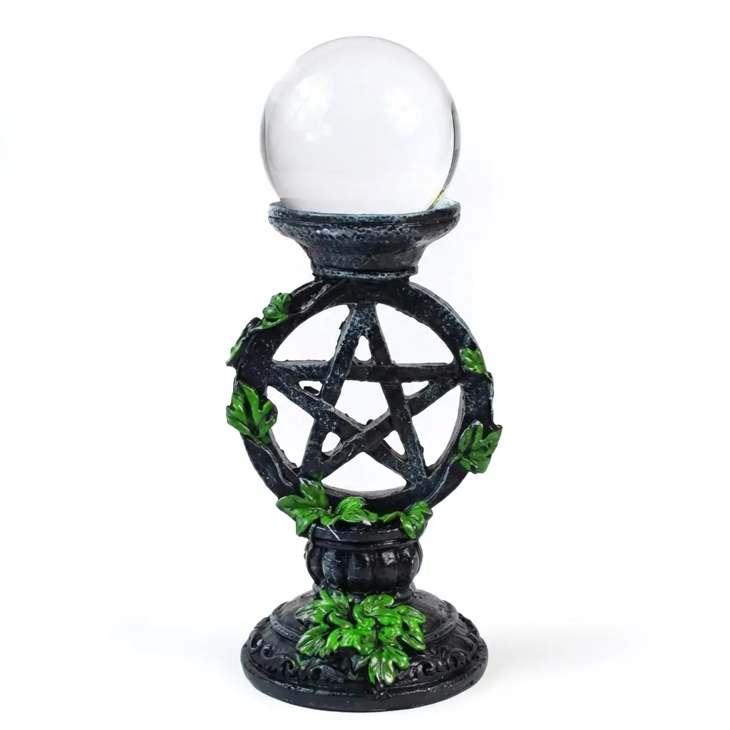 50mm Crystal Gazing Ball — Pentagram Stand Travel Scrying