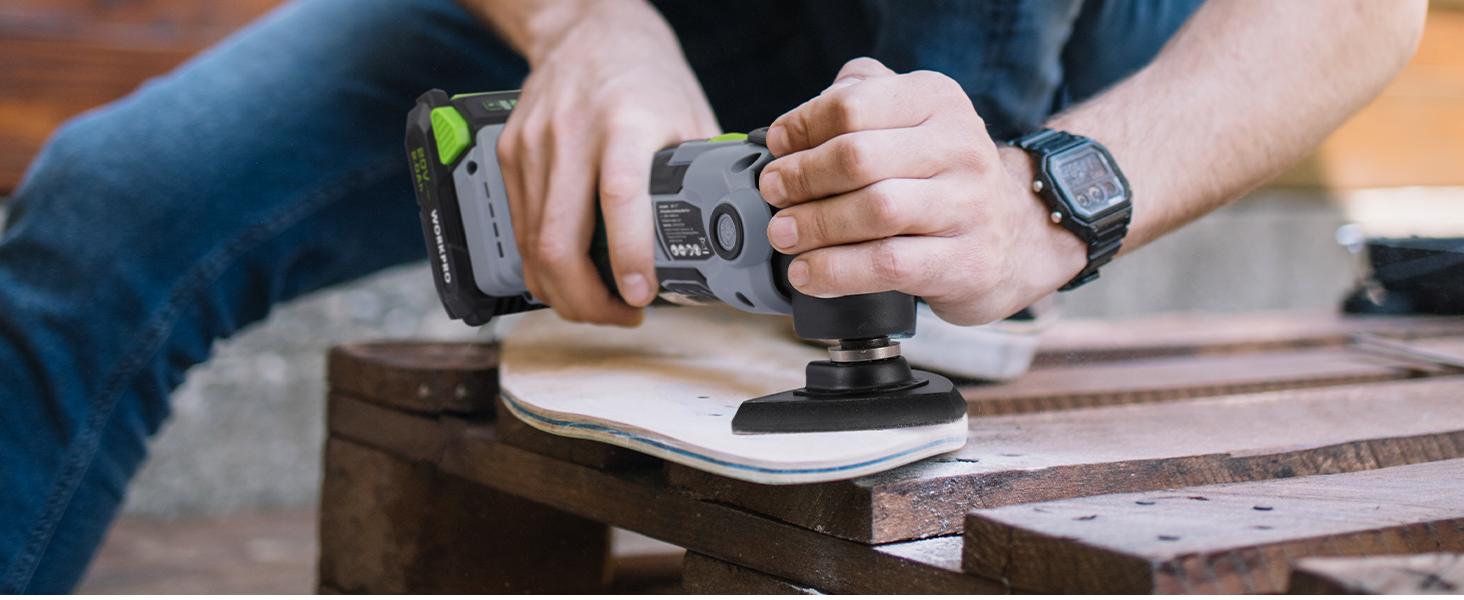 WORKPRO 20V Oscillating Tool Kit, Cordless and Brushless 19,000 RPM Orbiting Multi Tool with 6 Variable Speeds, 3.6°Oscillation Angle, 21pcs Saw Accessories, 1 Rechargeable Battery and Carrying Bag