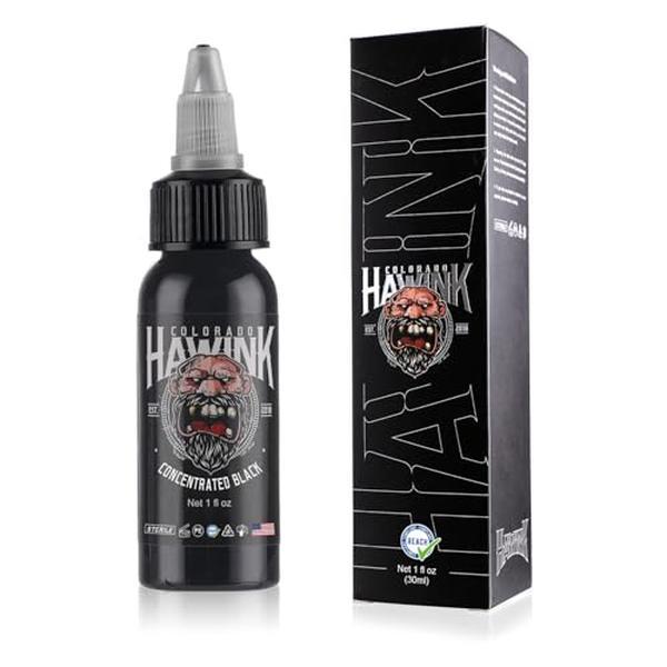 HAWINK Black Tattoo Ink 1 oz (30ml) Vegan-Friendly USA Standard Pigment Tattoo Supplies Concentrated Black TI203-30-002