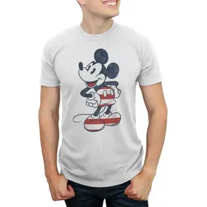 Men's Mickey & Friends Red Striped Mickey T-Shirt