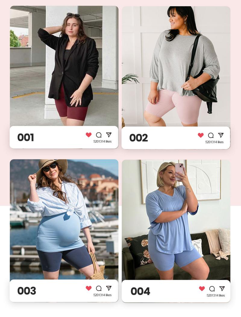 SHOWITTY Plus Size 1/3 Pack High Waist Biker Shorts 5/8 Inch with Pockets for Women - High Stretch Breathable Short Leggings