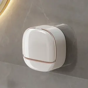 Wall Mounted Soap Holder with Drainage Box Waterproof ABS Material 3 Self-Adhesive Tapes Easy Install No Drilling Simple Storage Rack for Home Bathroom Accessories