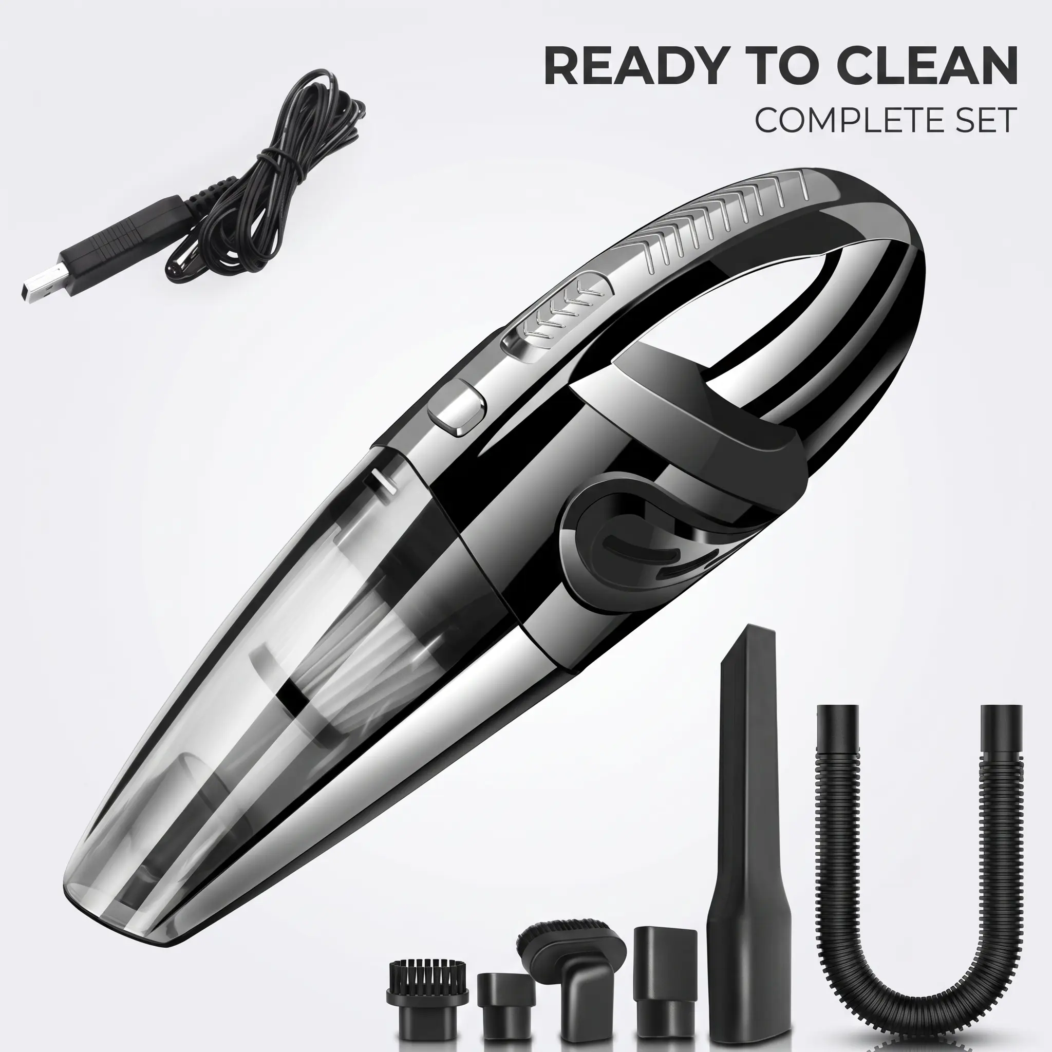 Ready to Clean Complete Set - Portable Handheld Vacuum Cleaner with Multiple Attachments and Accessories for Efficient Cleaning
