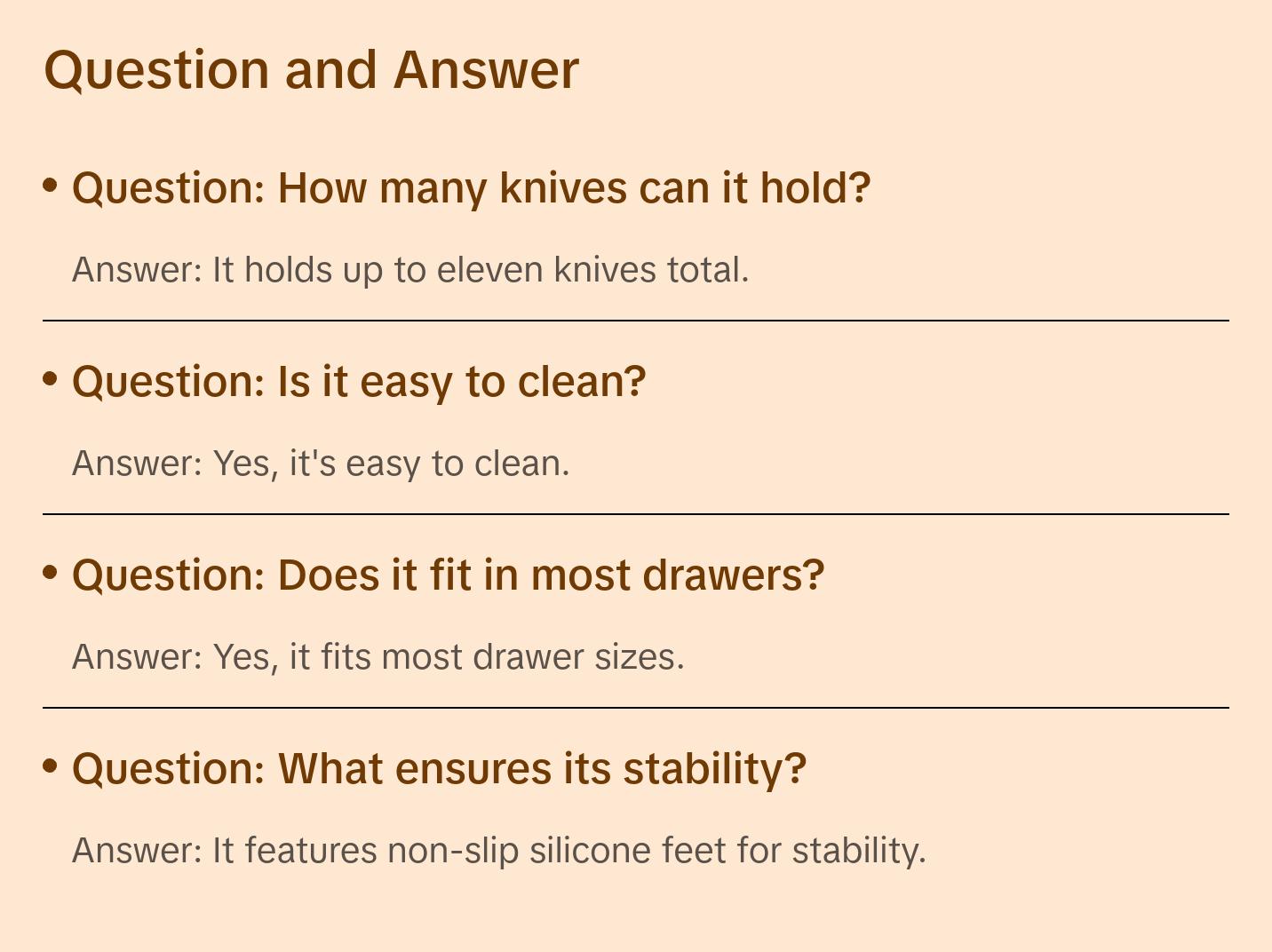 Knife Block Drawer Organizer - Natural Bamboo