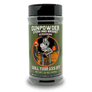 Grill Your Ass Off Gunpowder Seasoning - 13oz Charcoal Infused BBQ Rub for Bold Beef Flavor - Veteran Owned