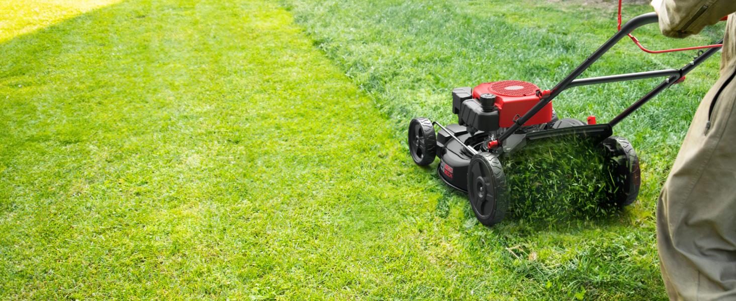 AMERISUN 21" Gas Push Lawn Mower, Rugged Steel Deck, 3-in-1 Versatile Mower, 144cc OHV Engine, 6-Level Height Adjustment, Large Grass Collector, Easy Maneuverability for Home & Garden(AV8621P1), reel mower, fly mower