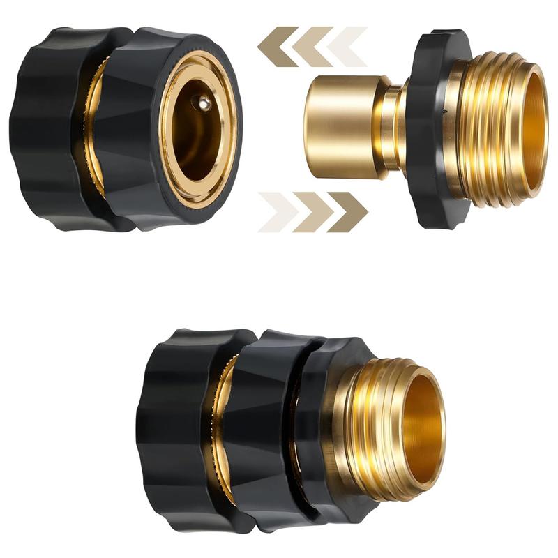 VAYWET 6 Set 4 sets Quick Connect Hose Fittings for Garden Hose Quick Connector with Gasket, 3/4 Inch GHT Male and Female Attachment Quick Release No-Leak Water Water Hose Adapter With 6 Rubber Washers