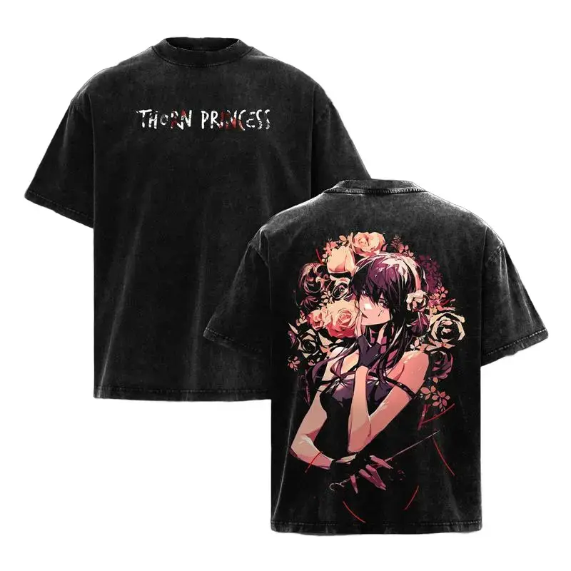 Spy x Family Yor Forger Vintage T-Shirt Hoodie, Thorn Princess Anime Graphic Tee in Retro Aesthetic, Oversized Streetwear