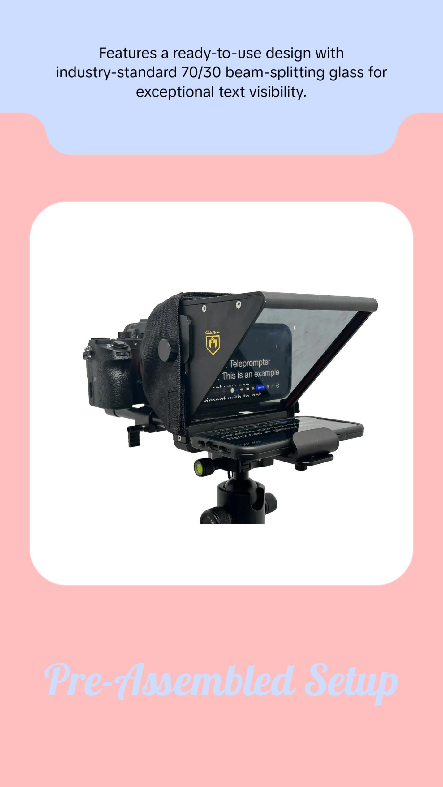 Glide Gear 3 in 1 TMP 75 Laptop Smartphone Prompt DSLR Video Zoom Teleprompter Glide Gear 3 in 1 TMP 75 Laptop Smartphone Prompt DSLR Video Zoom Teleprompter