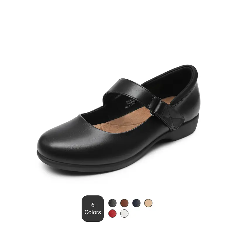 Dream Pairs Women's Classic Adjustable Mary Janes Round Toe Non-Slip All Seasons Walking Flats - Adjustable Strap, Comfortable Lining, Padded Collar, Slip-On Shoes for Women, Back to School Use
