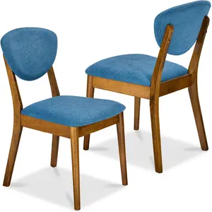 Best Choice Products 2-Piece Mid-Century Modern Wood & Upholstered Dining Chair Set