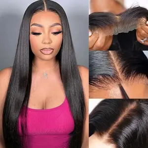 6x4 7x5 9x6 Glueless Wig Bone Straight Lace Closure Wig Human Hair Wigs Preplucked Hairline Straight Closure Wig