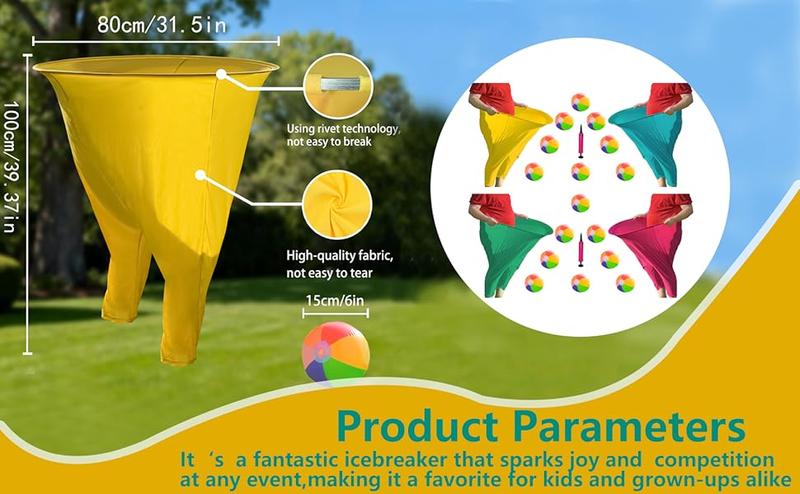 6 Pcs Granny Pants Yard Game, 2025 New Funny Giant Stretchy Pants, Granny Pants Outdoor Game with 4 Bouncy Balls & 1 Pump & 1 Granny Pant ( Random Color )