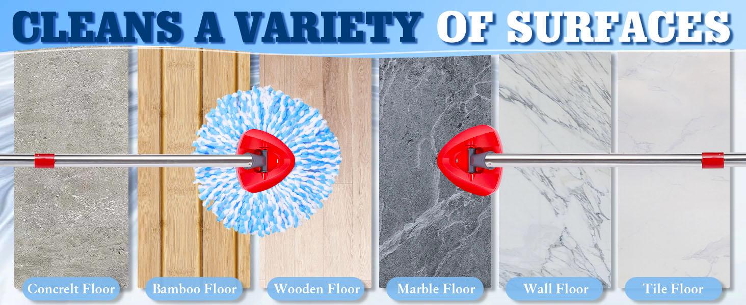 Spin Mop Head Replacement & Shower Floor Scrubber，Compatible with Ocedar RinseClean 2 Tank Mop System,Microfiber Mop Refill Heads for Cleaning All Hard-surfaced Floor