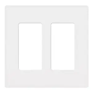 Lutron CW-2-WH Claro Standard 2-Gang Decora Screwless Wall Plate, White