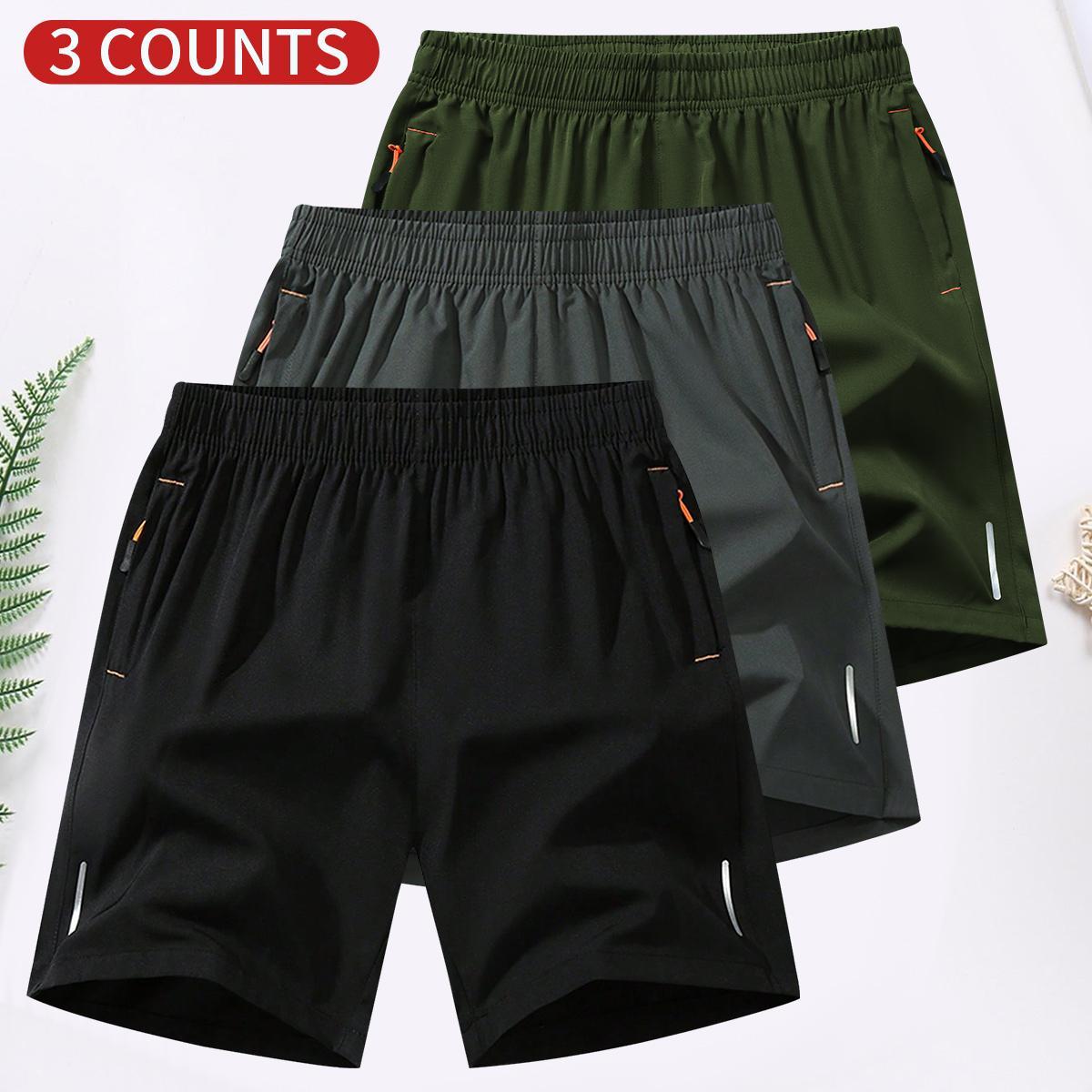 Men's Solid Color Zipper Pocket Shorts, Casual Comfortable Breathable Shorts for Summer, Men's Bottoms for Everyday Wear